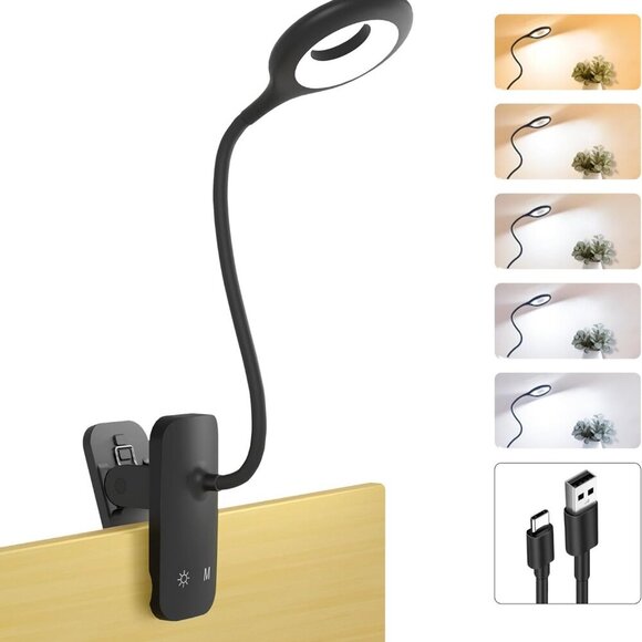 Clip on Light Rechargeable with Large Clamp, Battery Operated Bed Headboard Read - Picture 1 of 7
